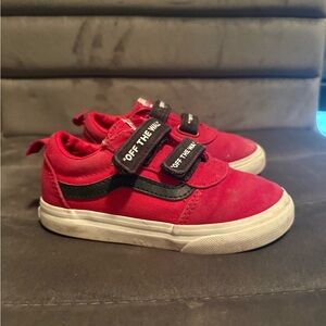 Kids Vans Red Canvas Sneakers with 'Off The Wall' Straps Size 9c
